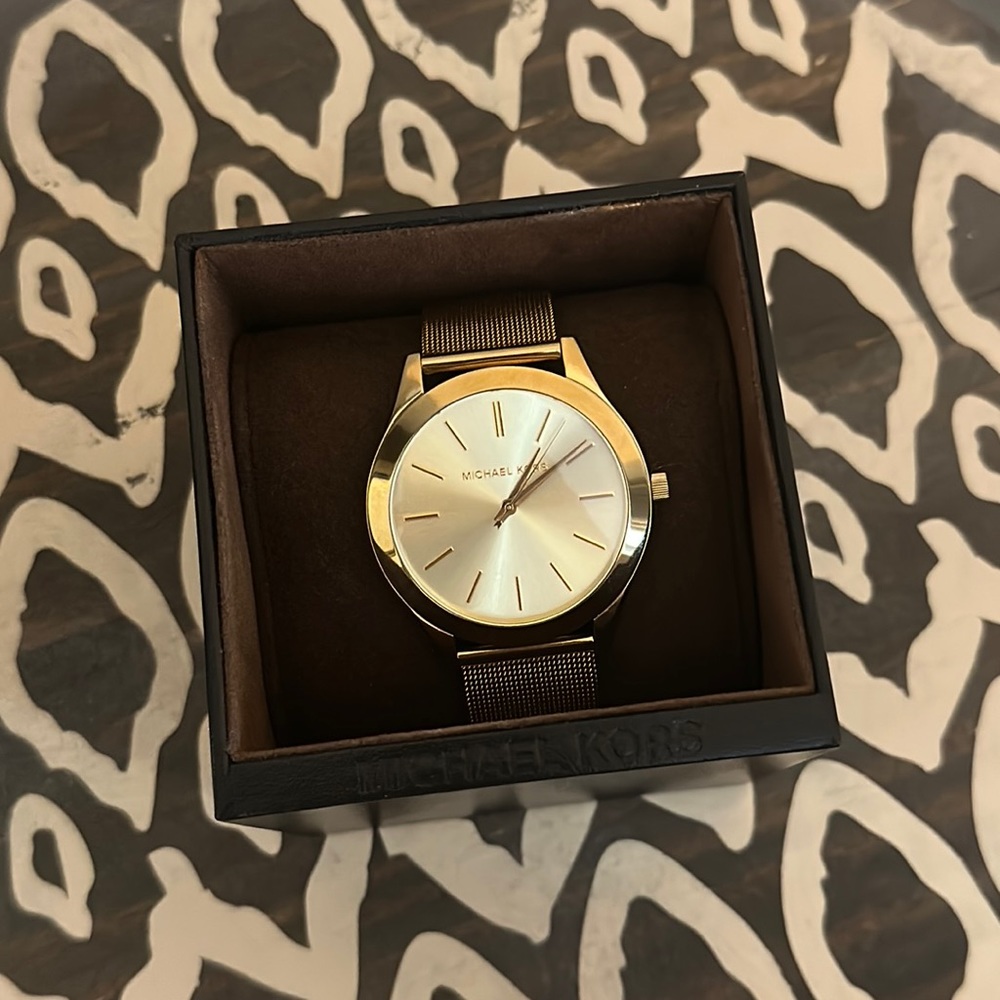 Michael Kors Women’s Slim Runway Gold Watch